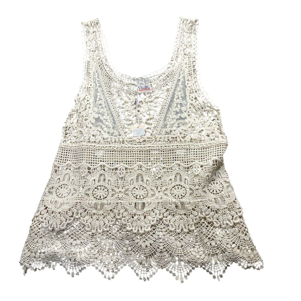 Noelle 4XL Beige Crocheted Tank Cotton Polyester‎